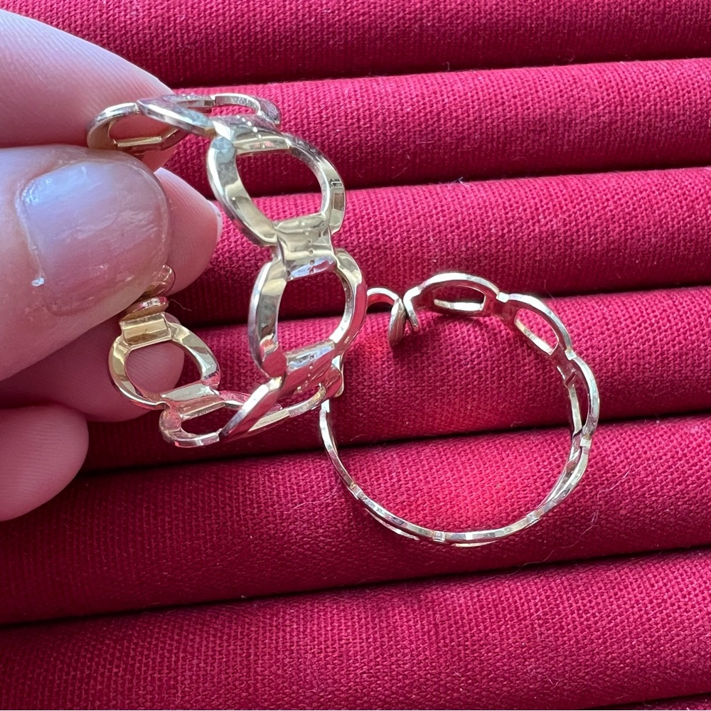 Sarah Cov Gold Tone Link Hoop Clip On Earrings - Women's Fashion Jewelry - Picture 5 of 6